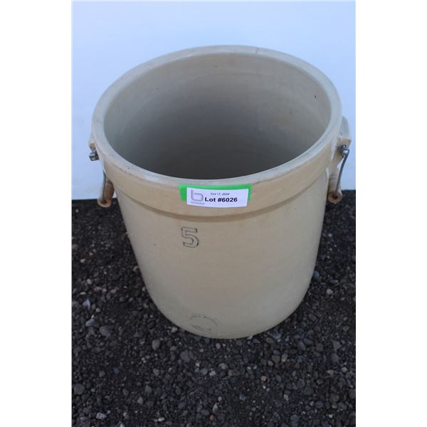 **Red Cliff, Alberta #5 Crock w/Handles (Has Crack in Bottom as Pictured)