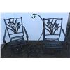 Image 1 : **(2) Outdoor Swivel Rocking Metal Chairs & Hanging Plant Stand