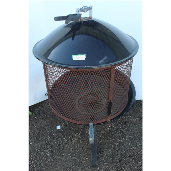 **Outdoor Fire Pit on Wheels w/Cage