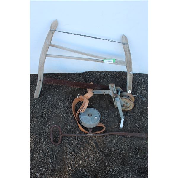 ** Ideal Reel & Crank Winch & Cross Cut Saw & Pry Bar w/Handle - as is