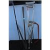 Image 1 : ** (2) Crutches & Reebok Hockey Stick & Post Hole Auger & Bow Saw