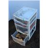 Image 1 : ** Four Drawer Organizer w/ Contents: Battery Warmers, Gauges, Household Tools, Gloves)