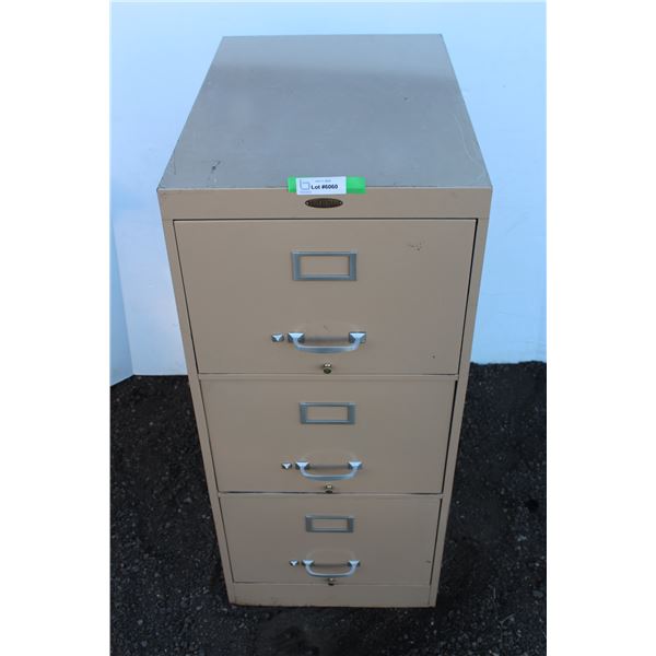 **Cole Steel Brand Metal Three Drawer Filing Cabinet - 40" Tall