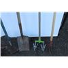 Image 6 : ** Rake, Brace Auger, Hoe, (2) Square Mouth Spades, (2) Tillers