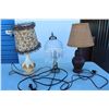 Image 2 : ***(3) Desk Lamps: Glass Shade, Cloth Shades