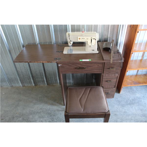 ***Vintage Singer Sewing Machine Cabinet w/ Contents & Stool - as is