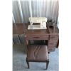 Image 2 : ***Vintage Singer Sewing Machine Cabinet w/ Contents & Stool - as is