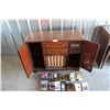 Image 1 : ***Vintage Viking Floor Model Record Player & Radio Cabinet w/8-Tracks, VHS & Contents
