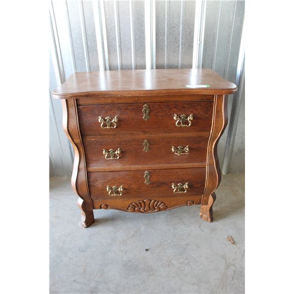 ***Three Drawer Wooden End Table - 25" x 14" x 25" Tall - Some Wear