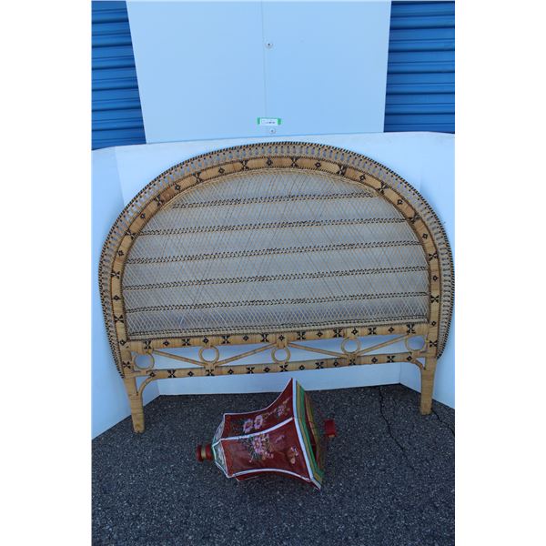 ***Wicker Headboard - 58" Wide x 48.5" Tall & Wing Cheong Fancy Floating Lantern - 20" Tall