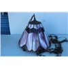 Image 5 : ***Vintage Stained Glass Swag Lamp & Glass w/Tulle Shade Lamp