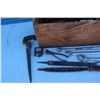 Image 2 : ***Wooden Carpenter's Tool Box w/Contents (Wood Plane, Rasps, Saw, Measuring Tape, Misc.)