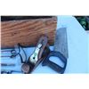 Image 4 : ***Wooden Carpenter's Tool Box w/Contents (Wood Plane, Rasps, Saw, Measuring Tape, Misc.)