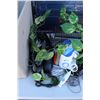 Image 3 : ***Storage Tote w/ Wicker Items, Faux Ivy Plant, Glass Vases, Water Pic Flosser, Telephones, Misc.