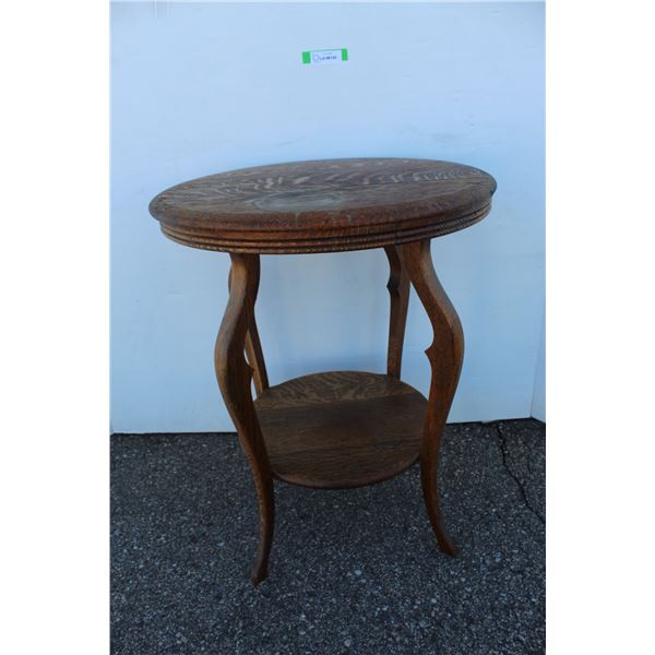 ***Antique Oak Round Entry Table - 29" Tall x 24" Diameter - Some Wear