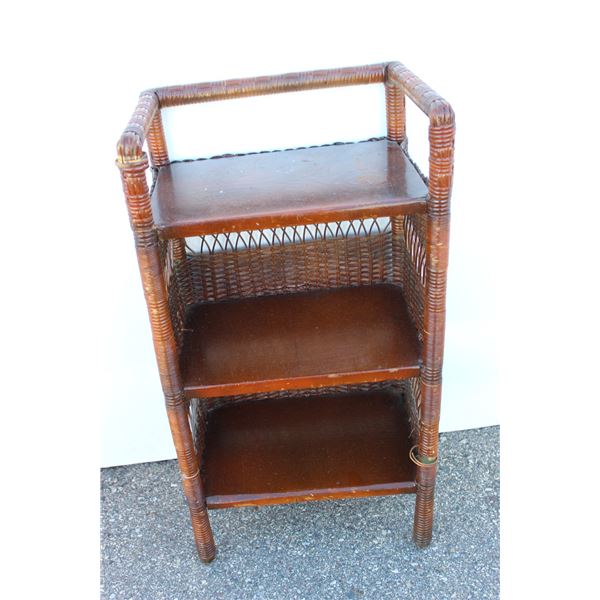 ***Three Tier Wicker Stand - 15" x 10" x 28" Tall - Some Wear