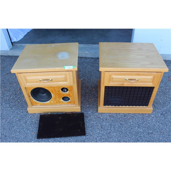 ***2X Bid Price: Speaker End Tables w/Drawer - 24" x 23.5"
