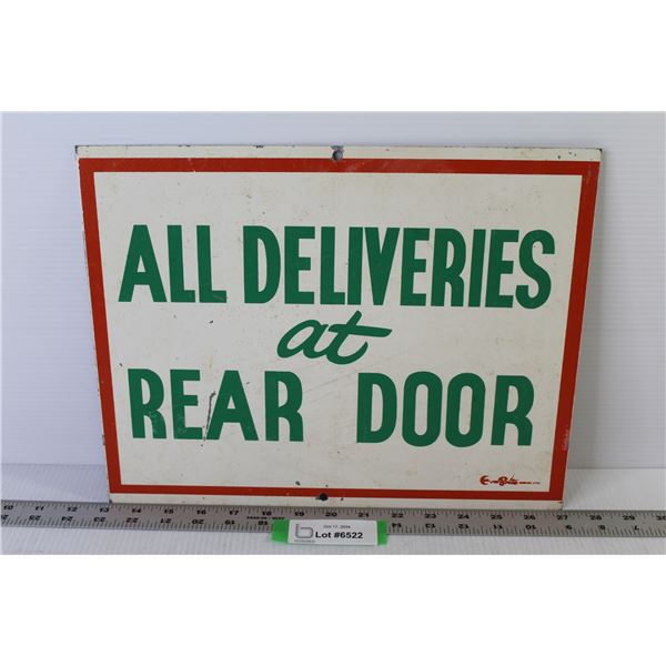 Older Sign - All Deliveries At Rear Door (14" x 11")