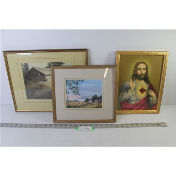 Print of Christ (10" x 13") - (2) Country Scene Prints