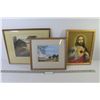 Image 1 : Print of Christ (10" x 13") - (2) Country Scene Prints