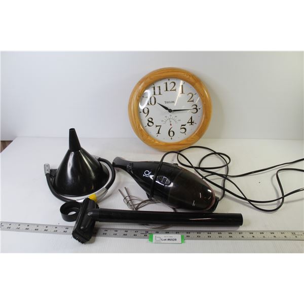 IQ Hand Held Vacuum (working) - Taylor Wooden Clock - Funnel - Stud Finder