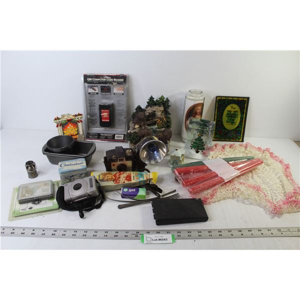 GM Code Reader - Candles - Vintage Brownie Flash Camera - Doilies - Advantix Camera - Small Baking P