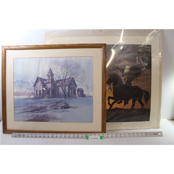 *Framed Print of Old School House (25 3/4" x 21 3/4") - Unframed Indigenous Themed Print (28" x 23")