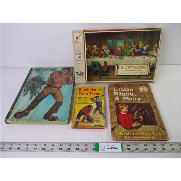 Vintage Last Supper Puzzle and (3) Vintage Books
