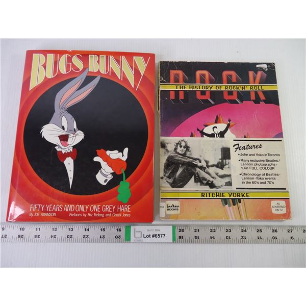 (2) Books- Bugs Bunny- 50t Years(Hard Cover) and History of Rock'n'roll