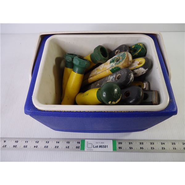 Small Cooler Containing Arborite Knives and Scrapers