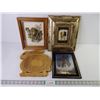 Image 1 : (3) Framed Pictures and Bamboo Folding Fruit Basket