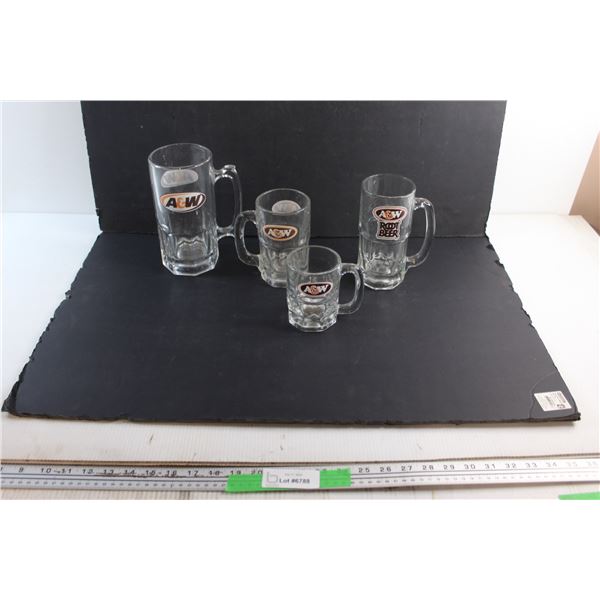 (4) A&W Glass Mugs