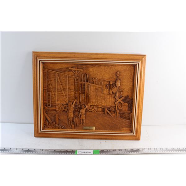 Carved Wood Wall Art - Friendly Goodbye by Kim Murray 19'' x 16''