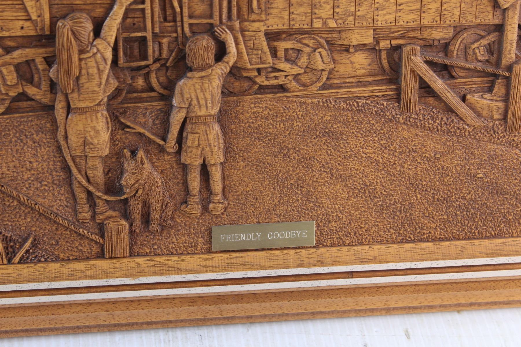 Carved Wood Wall Art Friendly Goodbye by Kim Murray 19'' x 16