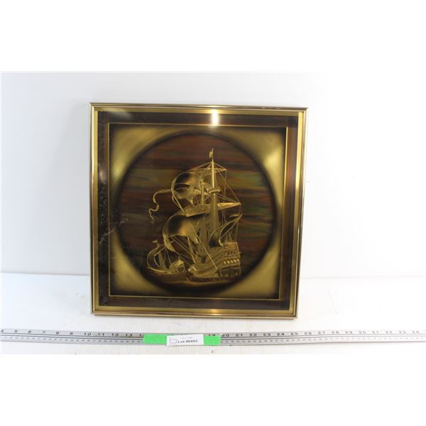Framed Sailing Ship Wall Decor 16'' x 16''