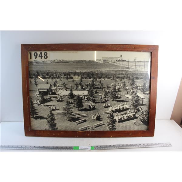 Framed 1948 BBQ in the Park - Convention of Canadian Mayors Photo Print 32'' x 23''