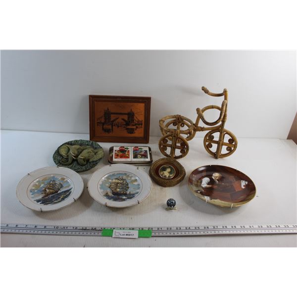 Planter Base, London Bridge Framed Wall Decor, Decorative Wall Plates, Coca Cola Playing Cards and A