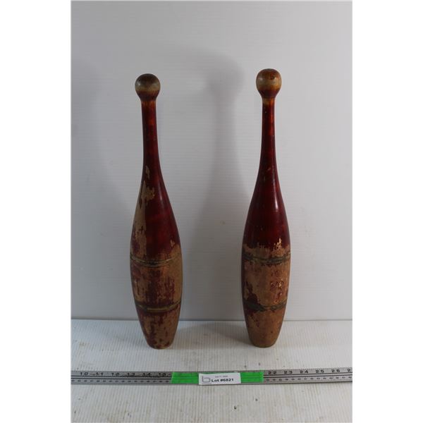 (2) Wooden Juggling Pins
