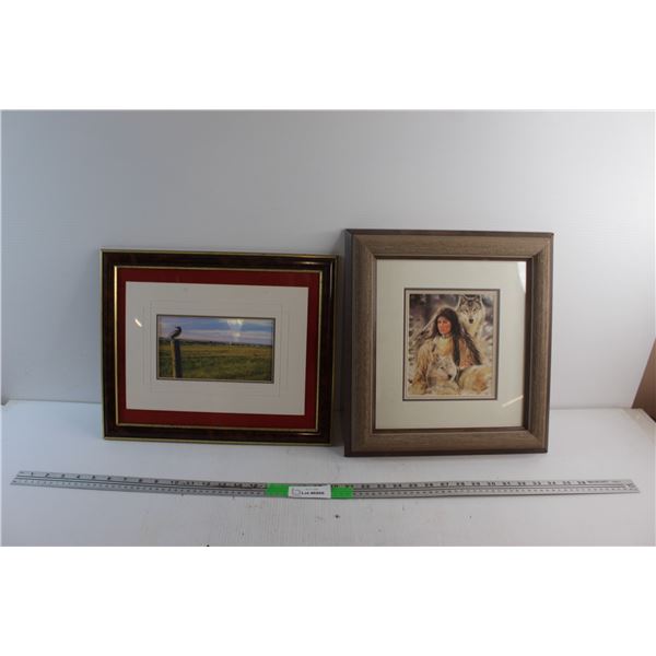 Indigenous Woman and Landscape View Framed Prints 16'' x 13''