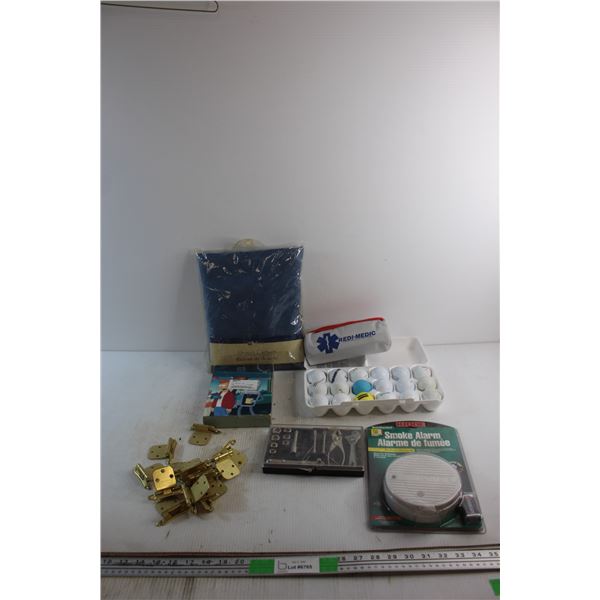 Shower Curtain, Hinges, Tool Set, Smoke Alarm, Futurama DVD Movies and Assorted Items
