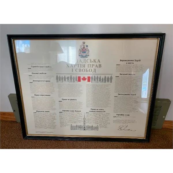 Ukrainian version of the Canadian Charter of Rights and Freedoms - frame measures  24” x 19