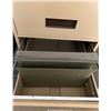 Image 5 : Large metal 4-drawer file cabinet - includes hanging folders.  Measures 52"H x 18W x 26.5" Deep - So