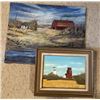 Image 1 : (2) Prairie Prints - artist Roma Nowakowski (farmyard) unframed -  24" x 30" - Elevators - framed pr