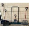 Image 1 : (5) Plastic Snow Shovels -  hardwood handles - singles, doubles, telescoping - many varieties.