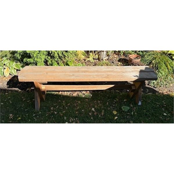 Sturdy backyard bench - measures 60" L x 11.5" W x 18"H