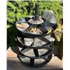 Image 2 : (3) quality Bin Organizers: 1 round plastic rotating (12"D x 19" H) and 2 metal cubed (8.5" x 12", 9