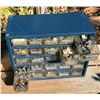 Image 4 : (3) quality Bin Organizers: 1 round plastic rotating (12"D x 19" H) and 2 metal cubed (8.5" x 12", 9