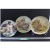 Image 1 : (3) Hunting Birds Collector Plates: (2) Franklin Porcelain & (1) Knowles: Stands Included