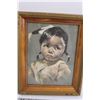 Image 3 : (2) Indigenous Children's Portraits in Wood Frames - 11" x 9"