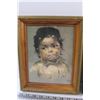 Image 4 : (2) Indigenous Children's Portraits in Wood Frames - 11" x 9"